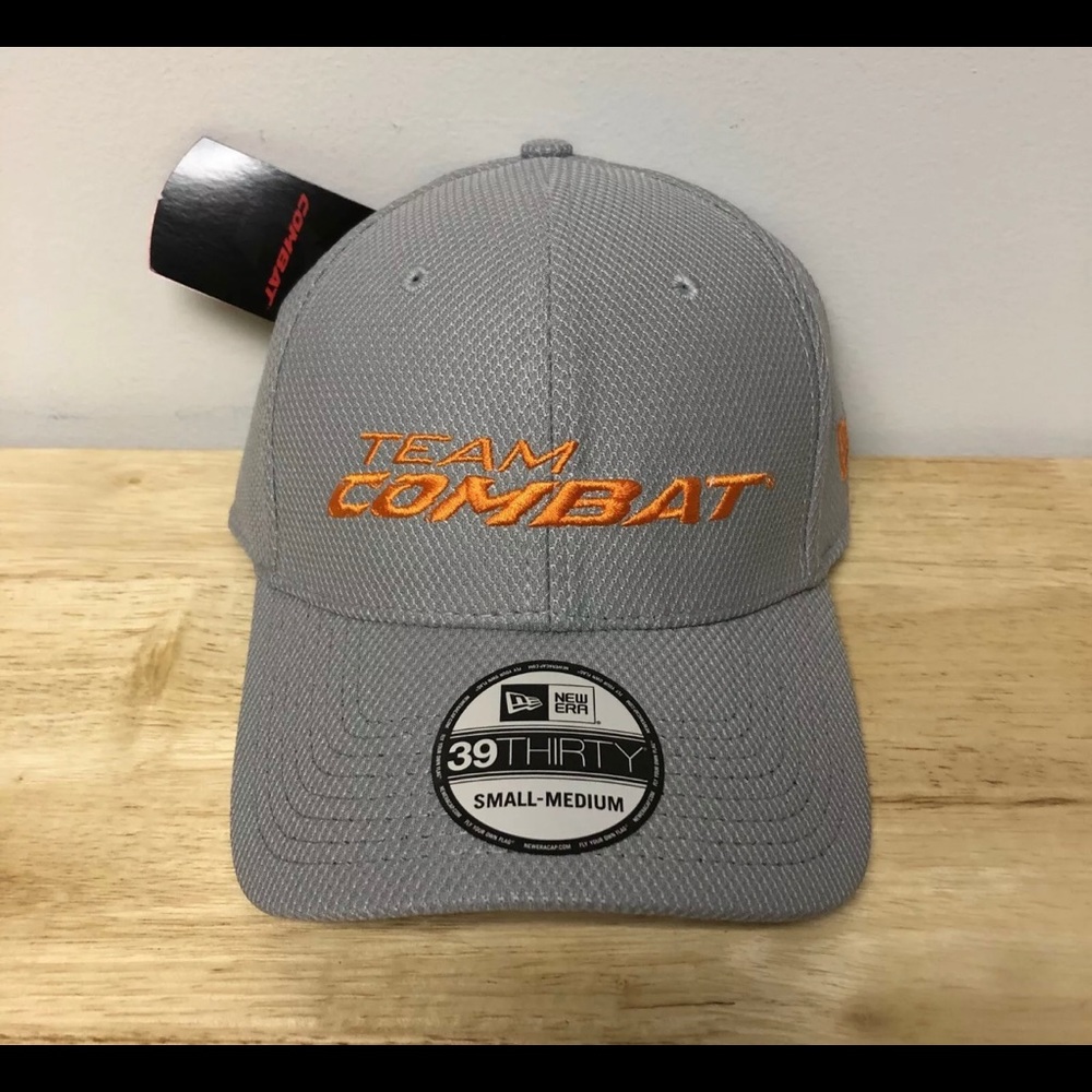Brand New Team COMBAT New Era 39Thirty Gray Stretch Fit Hat Small Medium Orange